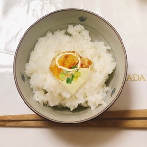 唐揚げネギマヨべったら漬けゆかりご飯